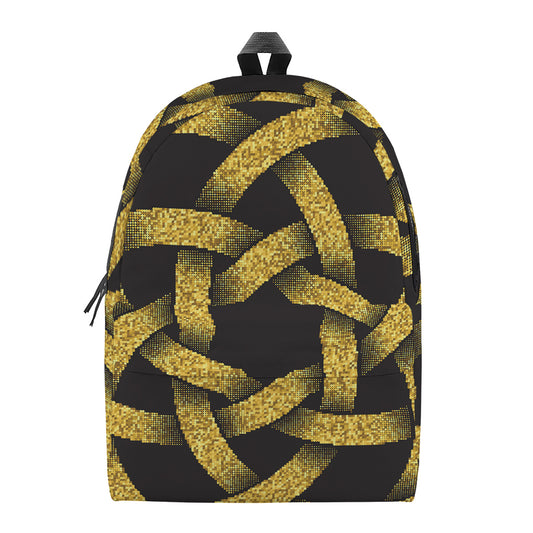 Gold Circle Celtic Knot Symbol Print Backpack