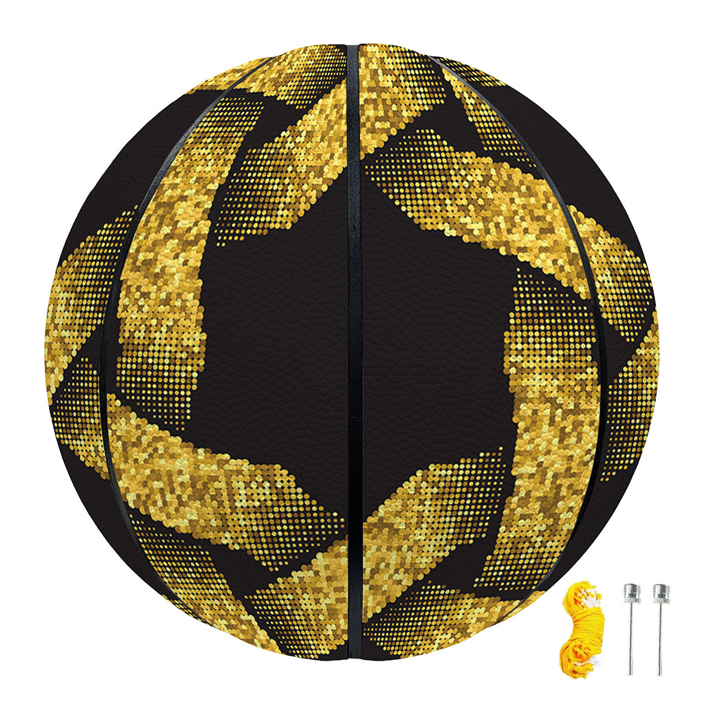 Gold Circle Celtic Knot Symbol Print Basketball