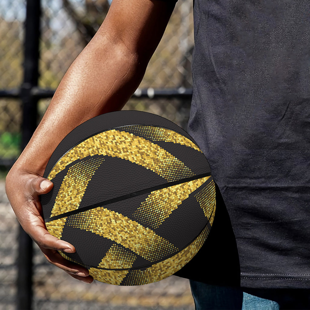 Gold Circle Celtic Knot Symbol Print Basketball
