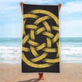 Gold Circle Celtic Knot Symbol Print Beach Towel
