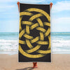 Gold Circle Celtic Knot Symbol Print Beach Towel