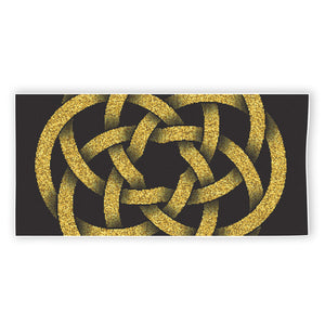 Gold Circle Celtic Knot Symbol Print Beach Towel