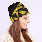 Gold Circle Celtic Knot Symbol Print Beanie
