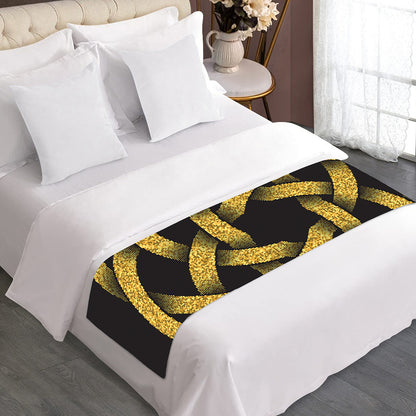 Gold Circle Celtic Knot Symbol Print Bed Runner