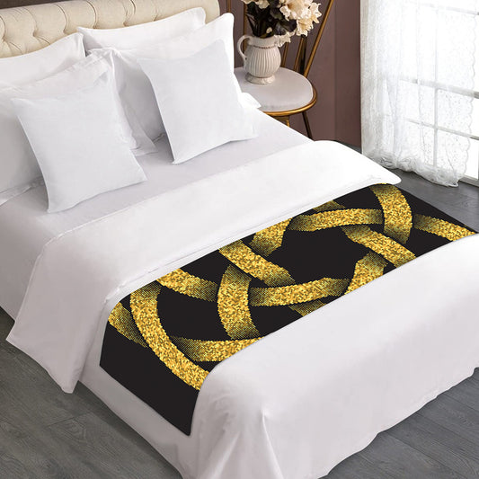 Gold Circle Celtic Knot Symbol Print Bed Runner