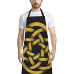 Gold Circle Celtic Knot Symbol Print Bib Apron With Pocket