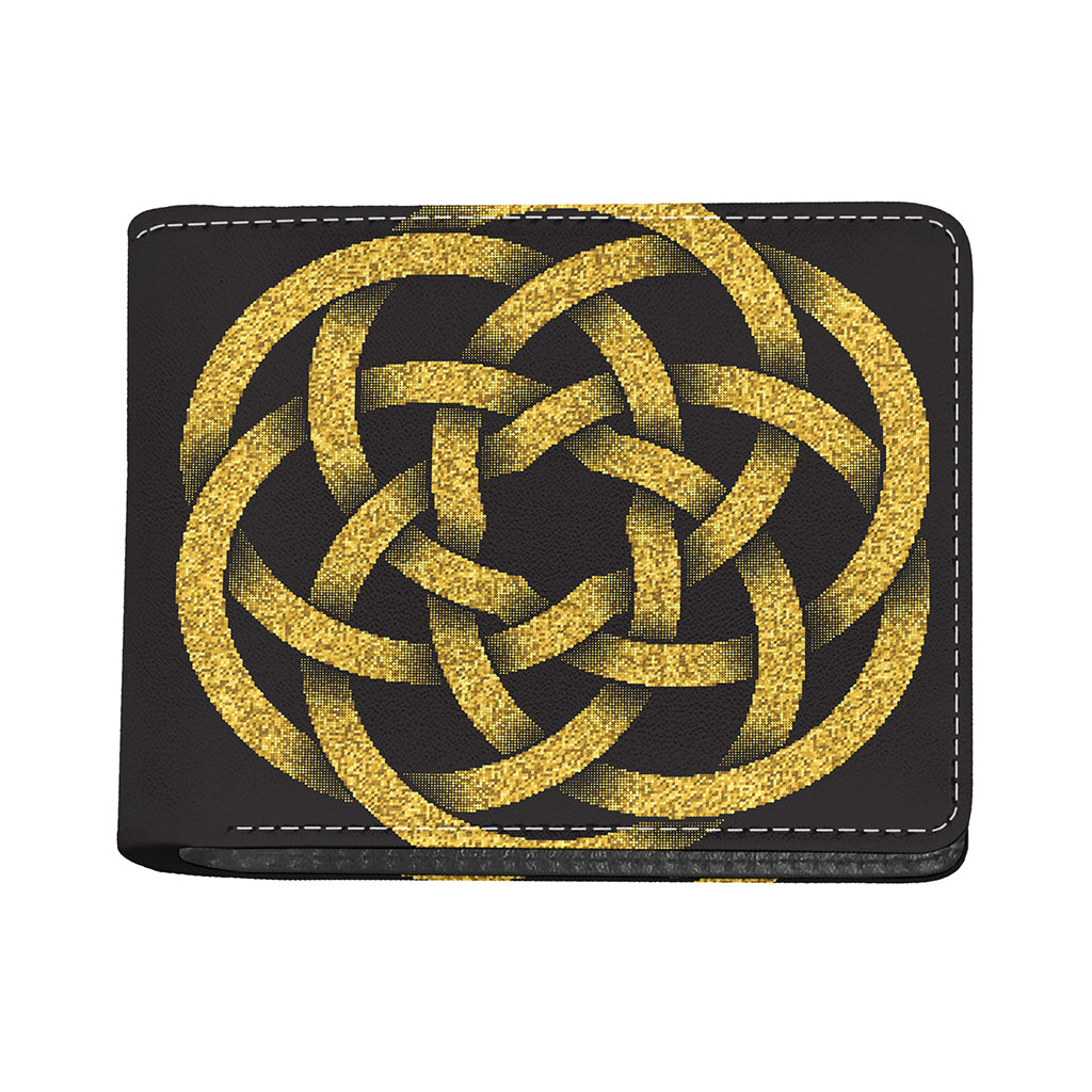 Gold Circle Celtic Knot Symbol Print Bifold Wallet