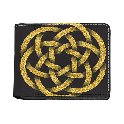 Gold Circle Celtic Knot Symbol Print Bifold Wallet