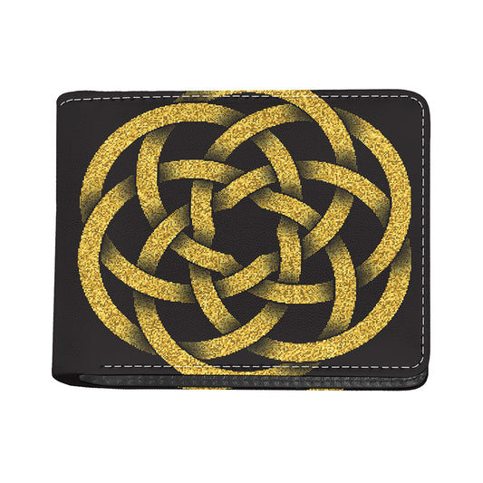 Gold Circle Celtic Knot Symbol Print Bifold Wallet