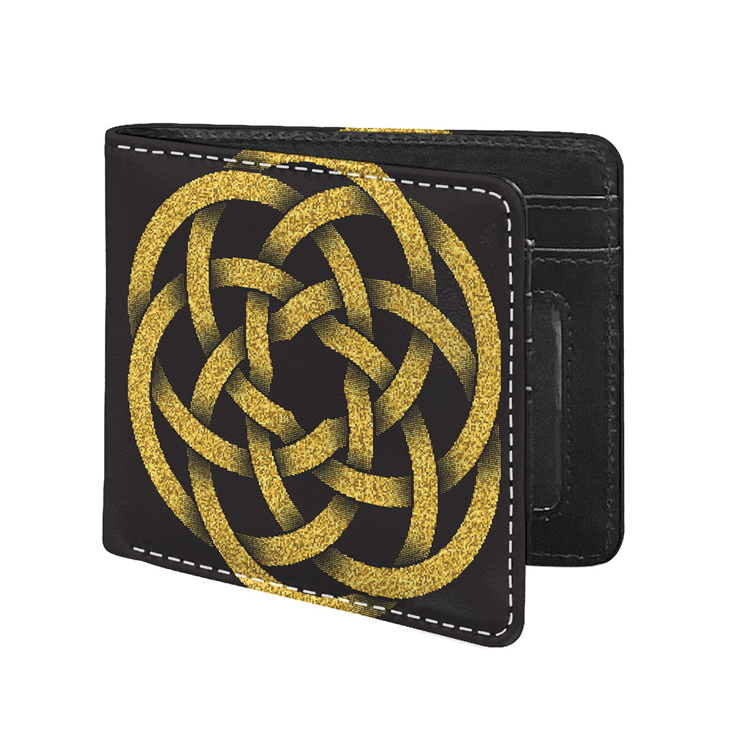 Gold Circle Celtic Knot Symbol Print Bifold Wallet