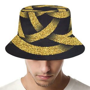 Gold Circle Celtic Knot Symbol Print Bucket Hat