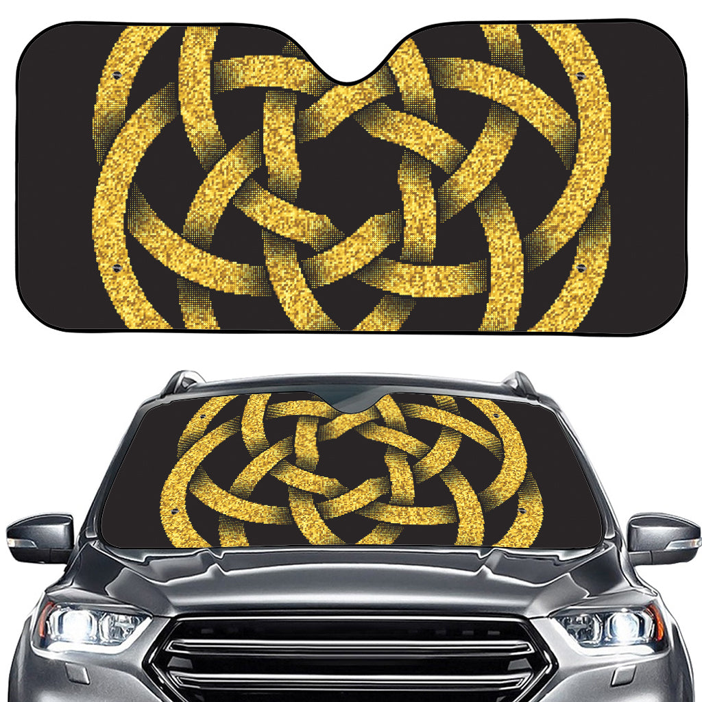 Gold Circle Celtic Knot Symbol Print Car Windshield Sun Shade