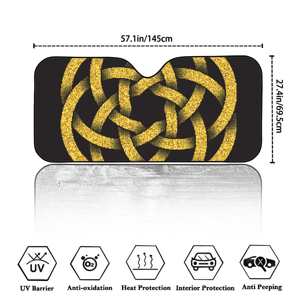 Gold Circle Celtic Knot Symbol Print Car Windshield Sun Shade