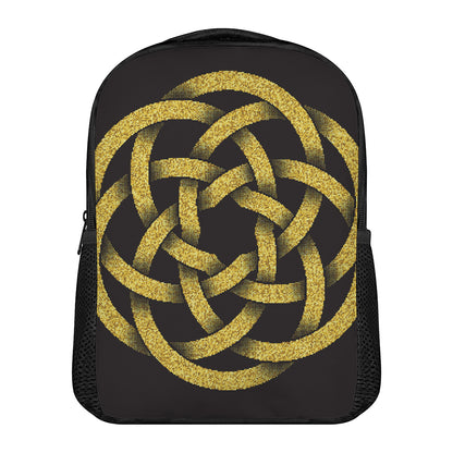Gold Circle Celtic Knot Symbol Print Casual Backpack