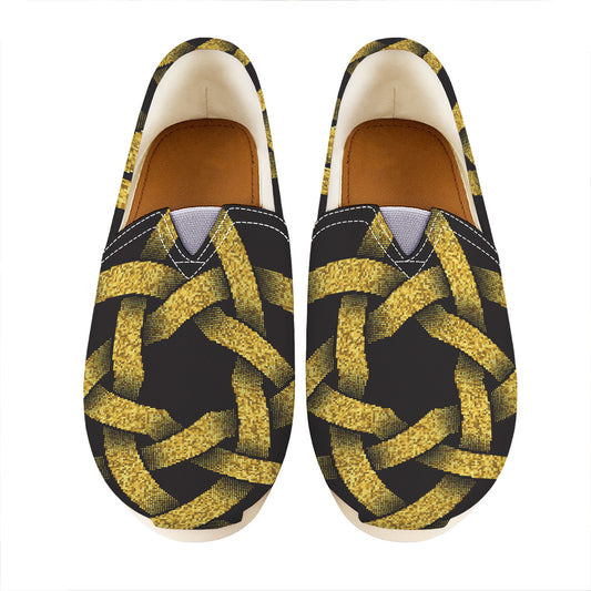 Gold Circle Celtic Knot Symbol Print Casual Shoes