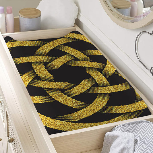 Gold Circle Celtic Knot Symbol Print Changing Pad Cover