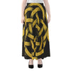 Gold Circle Celtic Knot Symbol Print Chiffon Maxi Skirt