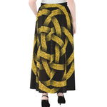 Gold Circle Celtic Knot Symbol Print Chiffon Maxi Skirt