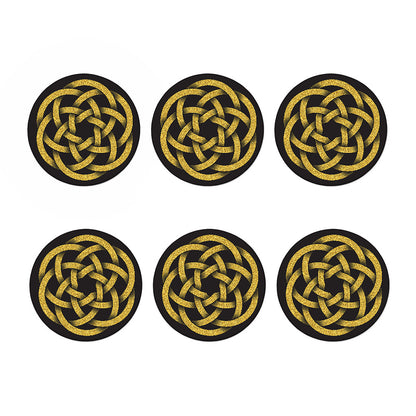 Gold Circle Celtic Knot Symbol Print Coaster Set