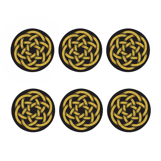 Gold Circle Celtic Knot Symbol Print Coaster Set