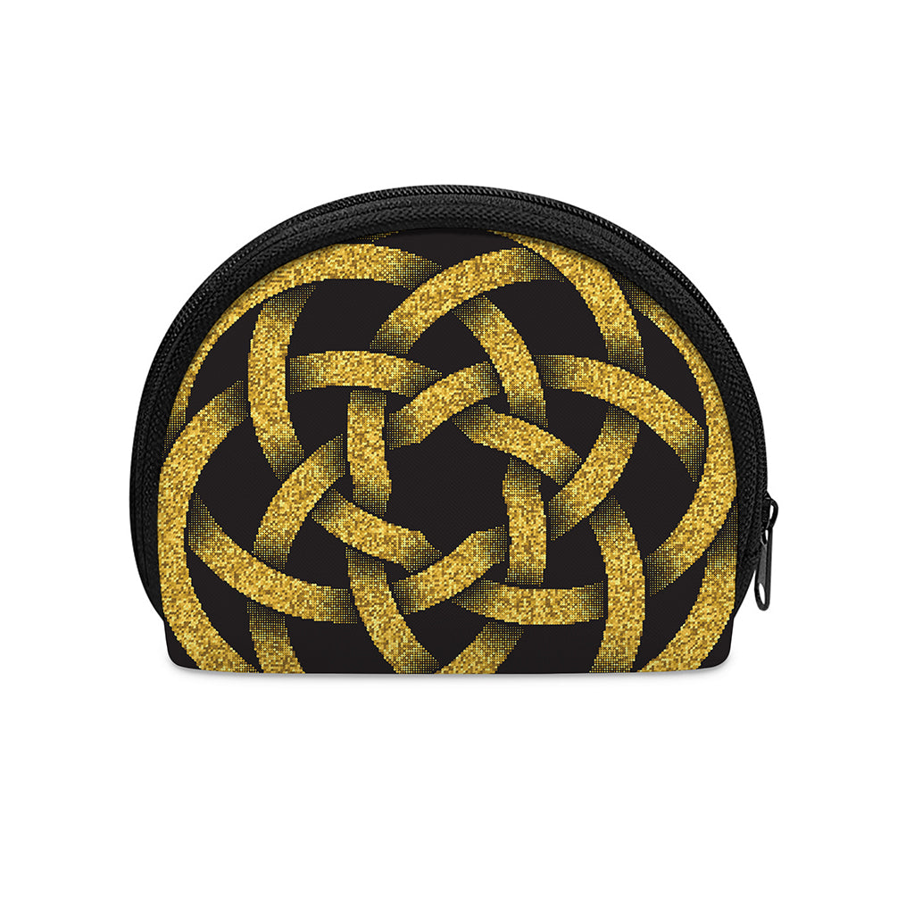 Gold Circle Celtic Knot Symbol Print Coin Purse