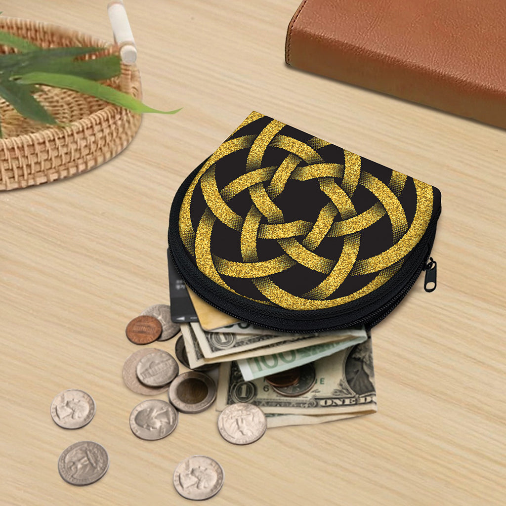 Gold Circle Celtic Knot Symbol Print Coin Purse