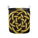 Gold Circle Celtic Knot Symbol Print Collapsible Laundry Basket