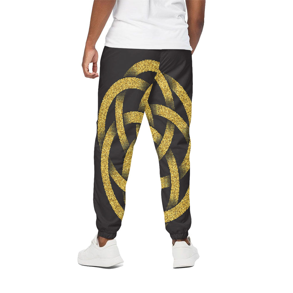 Gold Circle Celtic Knot Symbol Print Cotton Pants