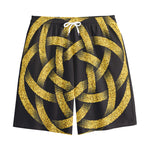 Gold Circle Celtic Knot Symbol Print Cotton Shorts
