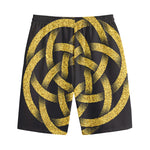 Gold Circle Celtic Knot Symbol Print Cotton Shorts