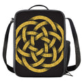 Gold Circle Celtic Knot Symbol Print Crossbody Lunch Bag
