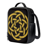 Gold Circle Celtic Knot Symbol Print Crossbody Lunch Bag
