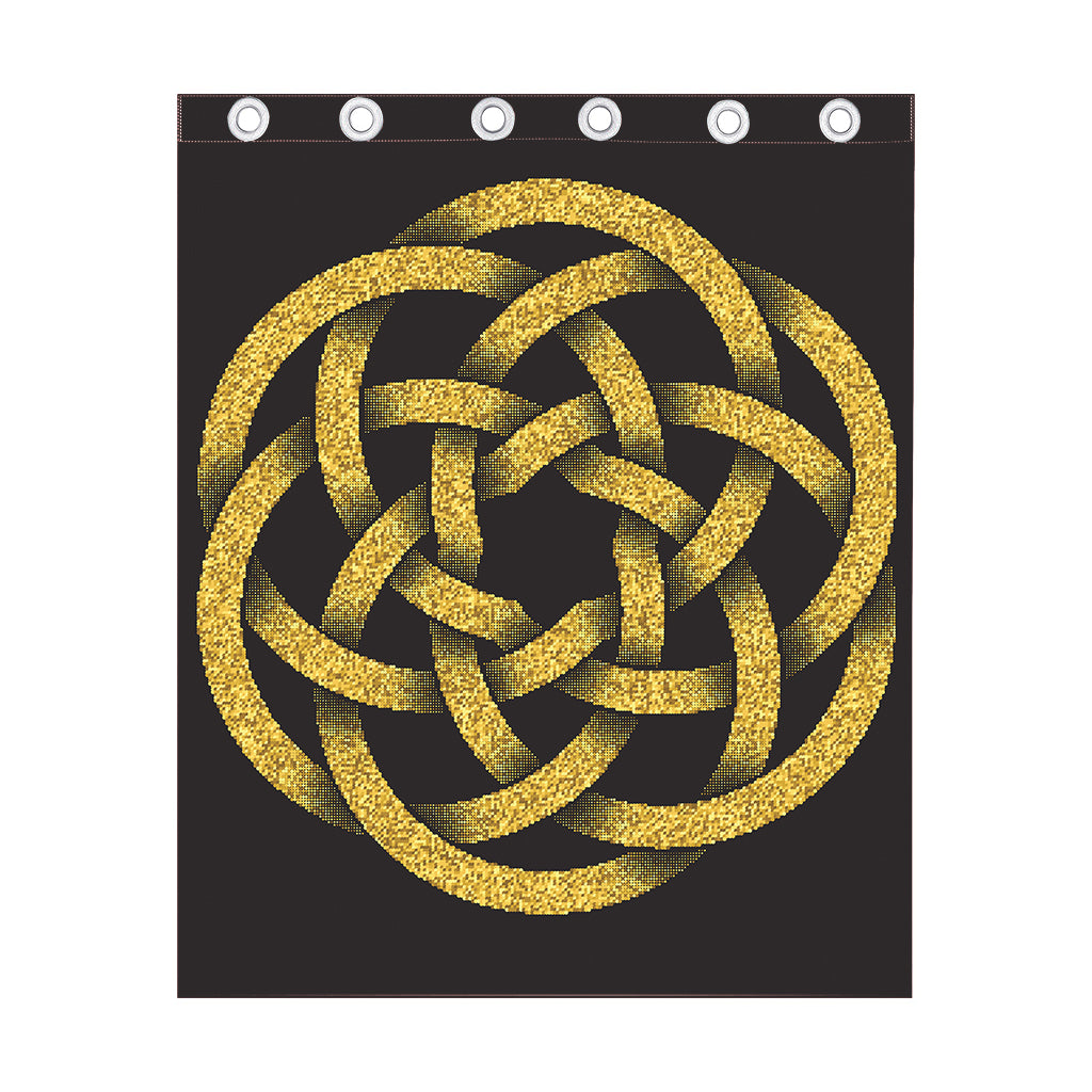 Gold Circle Celtic Knot Symbol Print Curtain