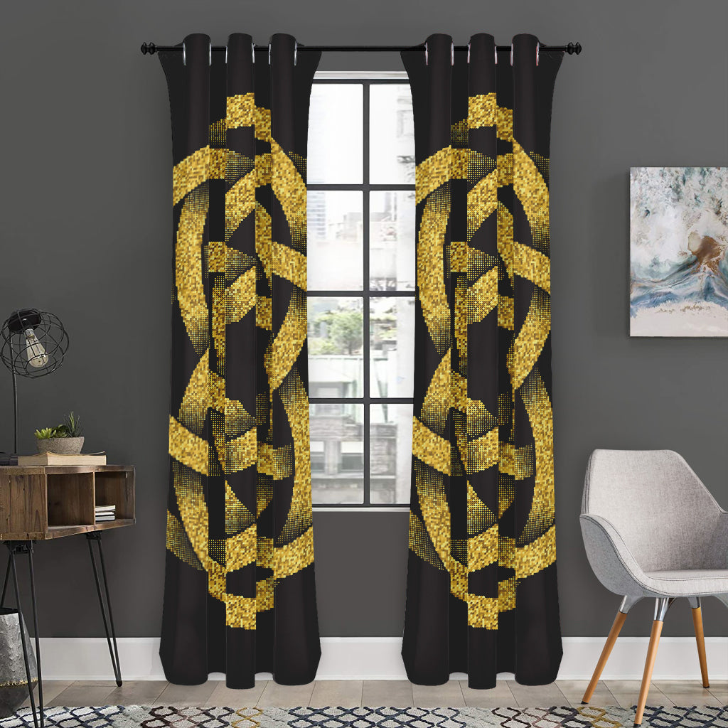 Gold Circle Celtic Knot Symbol Print Curtain