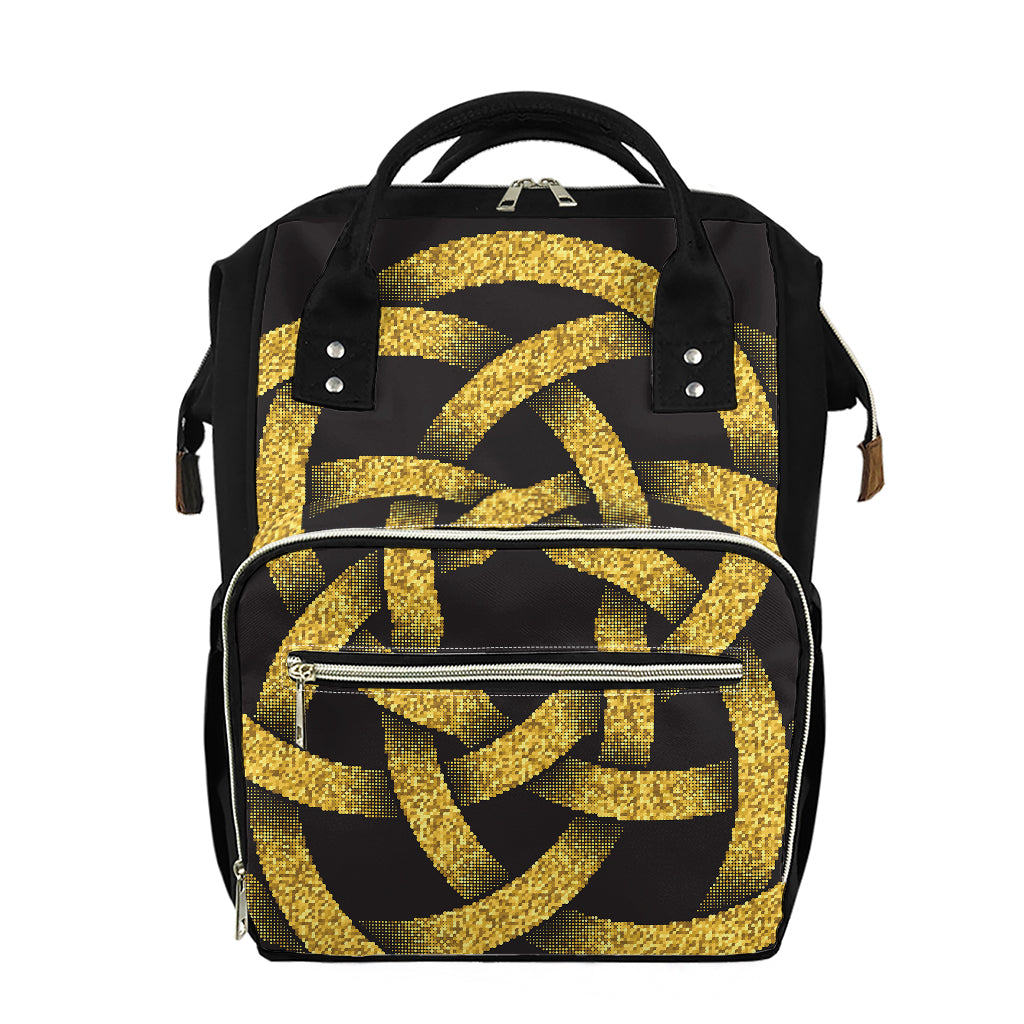 Gold Circle Celtic Knot Symbol Print Diaper Bag