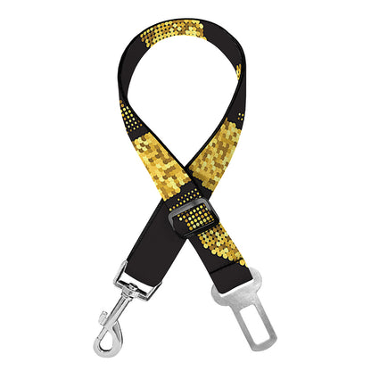 Gold Circle Celtic Knot Symbol Print Dog Seat Belt