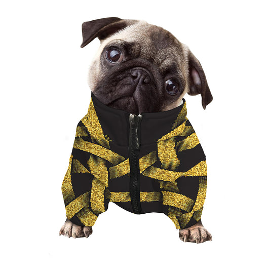 Gold Circle Celtic Knot Symbol Print Dog Zip Up Jacket