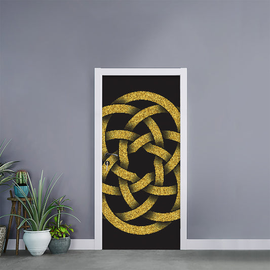 Gold Circle Celtic Knot Symbol Print Door Sticker