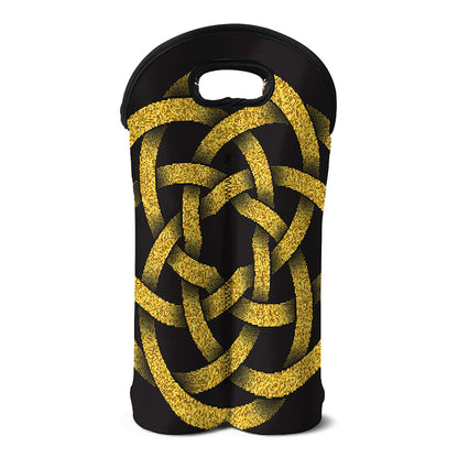 Gold Circle Celtic Knot Symbol Print Double Neoprene Wine Tote
