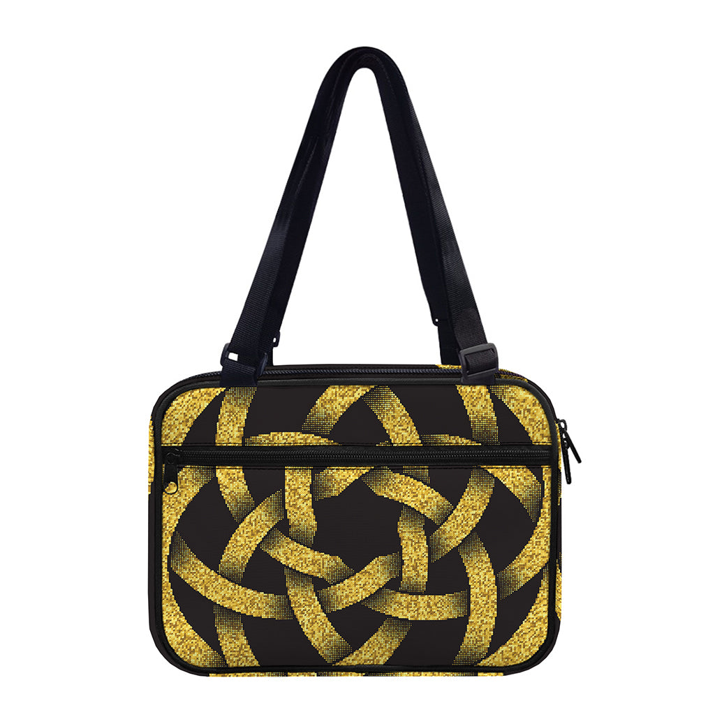 Gold Circle Celtic Knot Symbol Print Double Strap Bible Bag