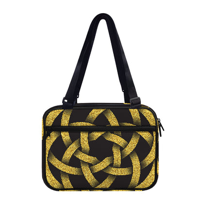 Gold Circle Celtic Knot Symbol Print Double Strap Bible Bag