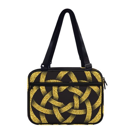 Gold Circle Celtic Knot Symbol Print Double Strap Bible Bag