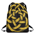 Gold Circle Celtic Knot Symbol Print Drawstring Backpack