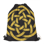Gold Circle Celtic Knot Symbol Print Drawstring Bag