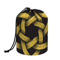 Gold Circle Celtic Knot Symbol Print Drawstring Makeup Bag