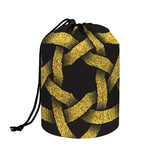 Gold Circle Celtic Knot Symbol Print Drawstring Makeup Bag