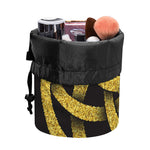 Gold Circle Celtic Knot Symbol Print Drawstring Makeup Bag