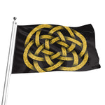 Gold Circle Celtic Knot Symbol Print Flag