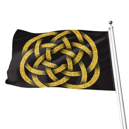 Gold Circle Celtic Knot Symbol Print Flag