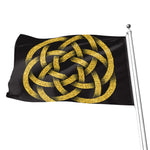 Gold Circle Celtic Knot Symbol Print Flag